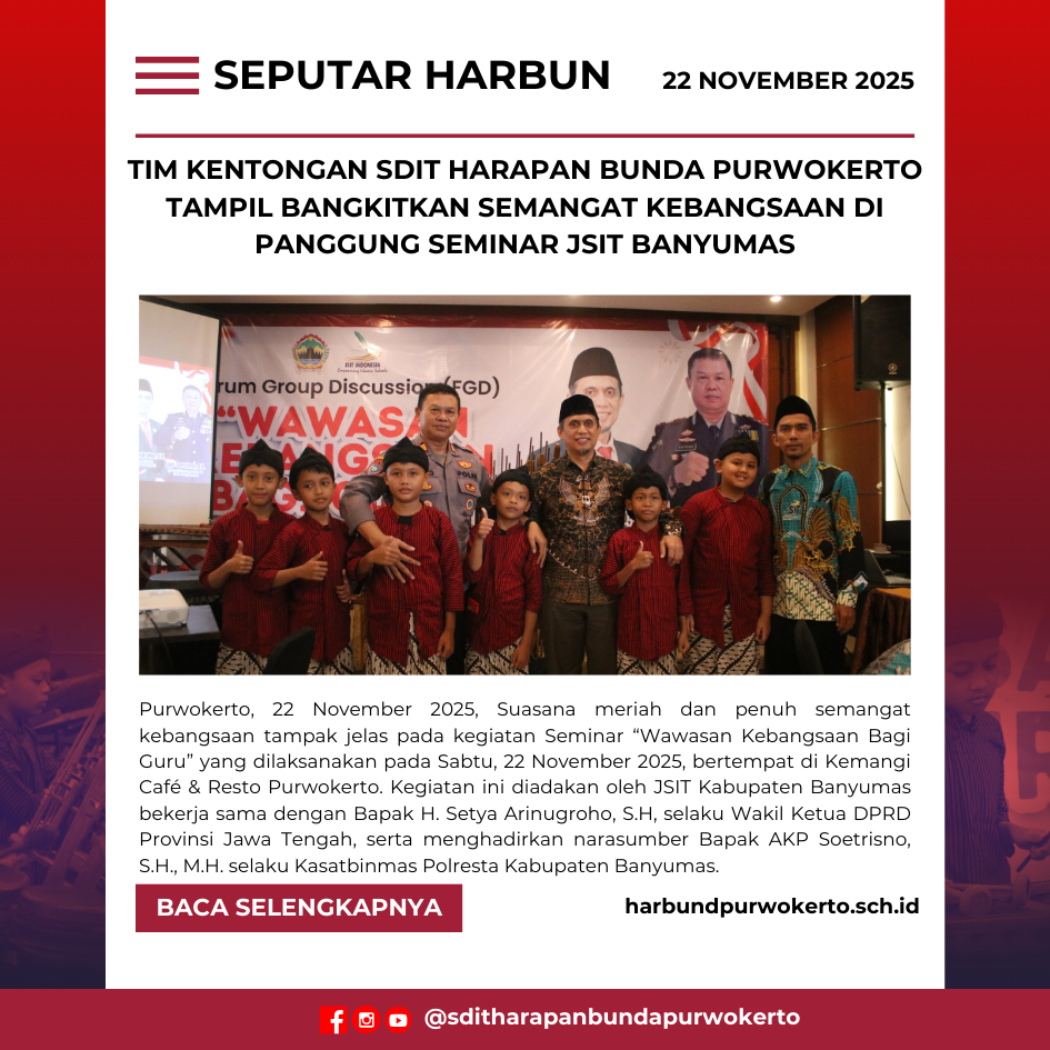 Tim Kentongan SDIT Harapan Bunda Purwokerto Tampil Bangkitkan Semangat Kebangsaan di Panggung Seminar JSIT Banyumas