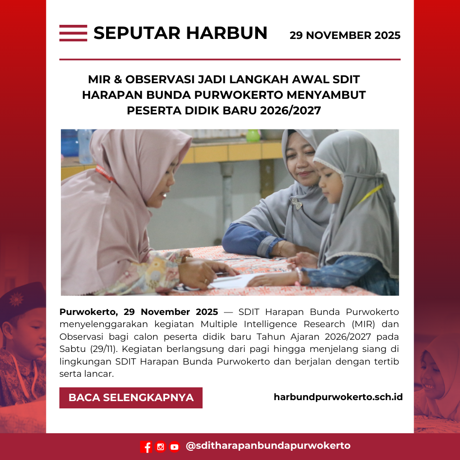 MIR & Observasi Jadi Langkah Awal SDIT Harapan Bunda Purwokerto Menyambut Peserta Didik Baru 2026/2027